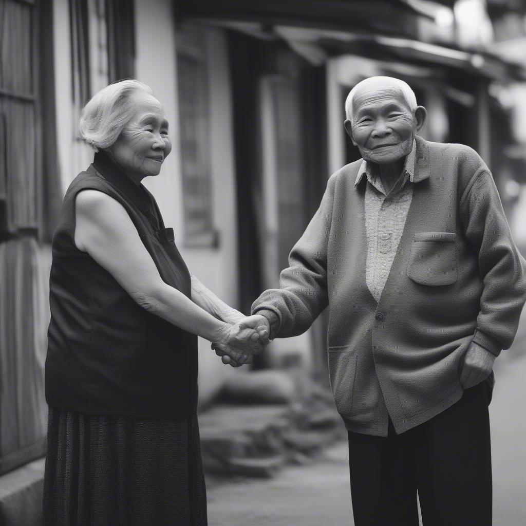 Elderly Filipino Couple Holding Hands