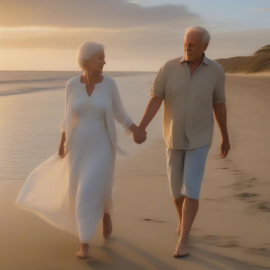 An older woman and a younger man holding hands, symbolizing love across ages