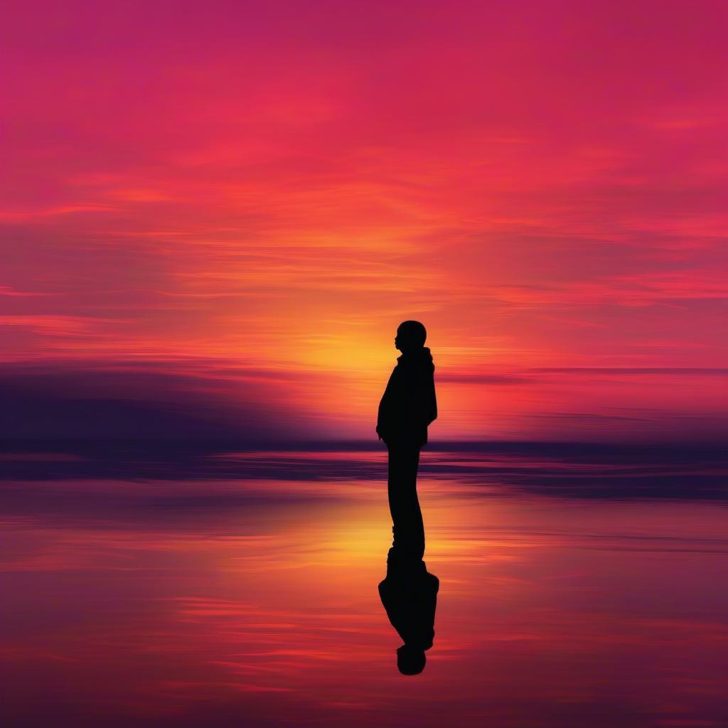 Silhouette of a Person Looking at the Sunset, Contemplating Lost Love