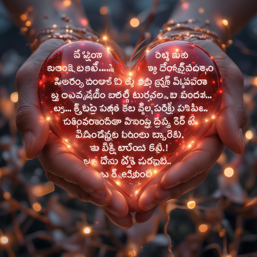 Heart-shaped Telugu love quotes