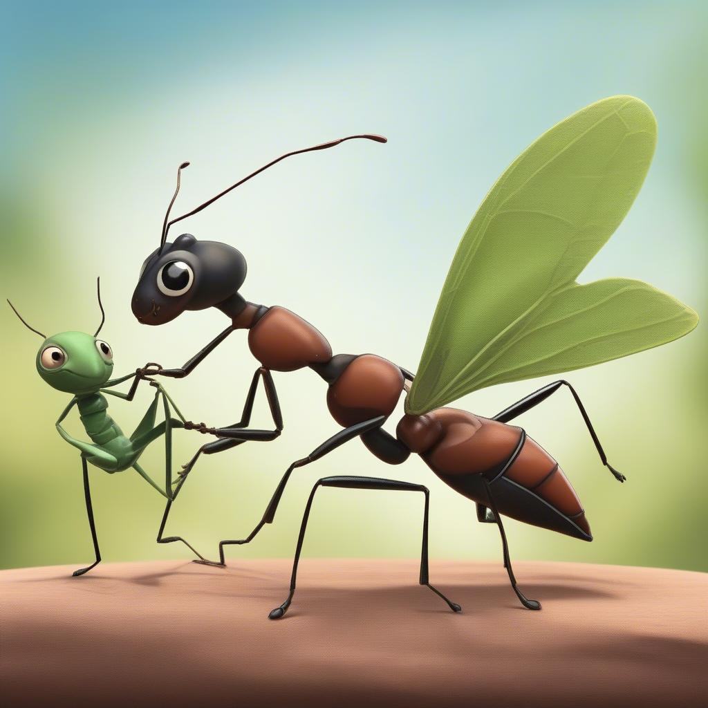 The Ant and the Grasshopper Working Together