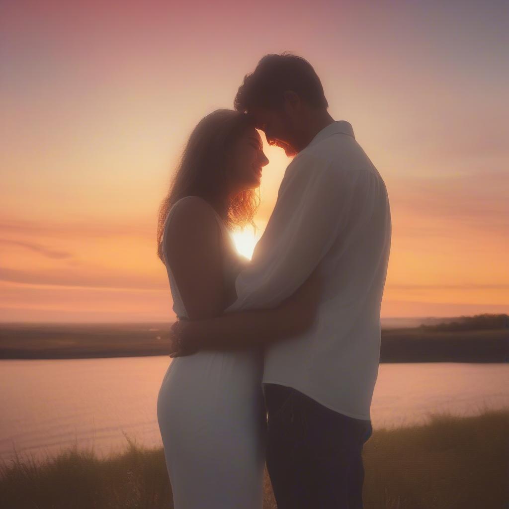 Couple Embracing in a Sunset