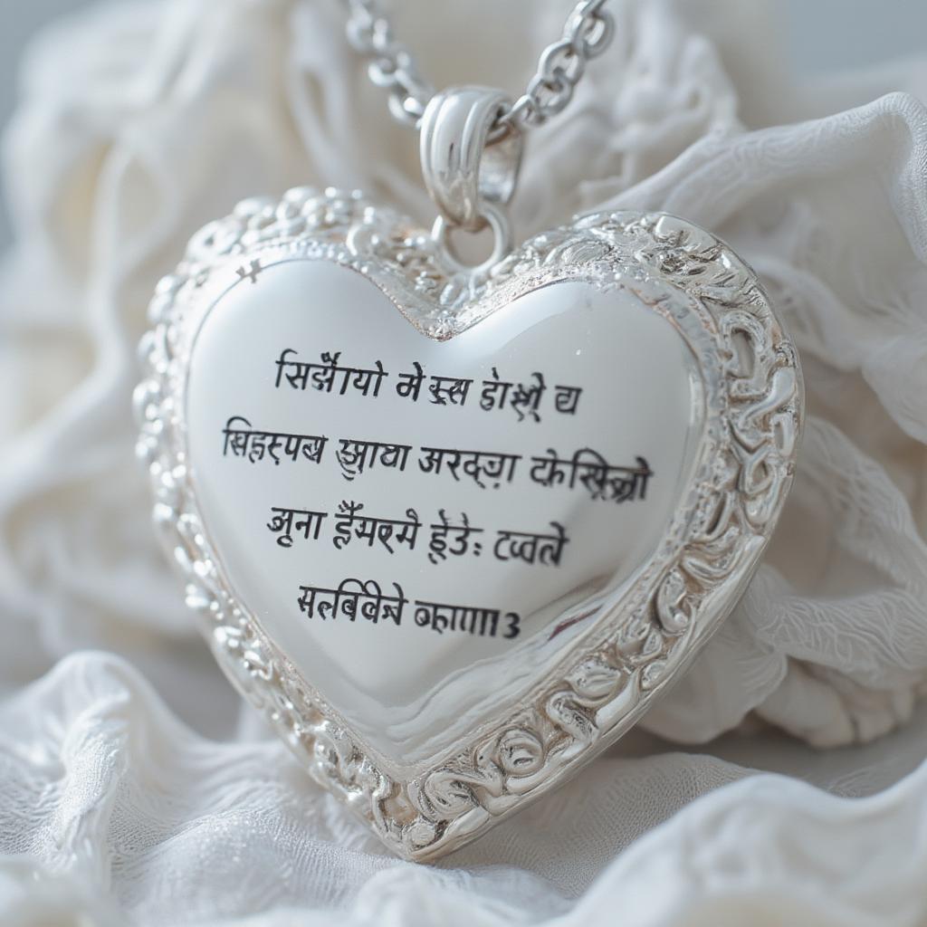 Heart-shaped pendant with a Hindi inscription