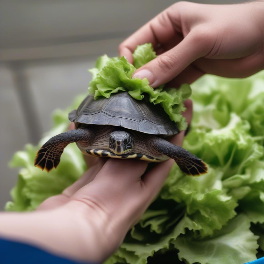 Turtle Eating from Hand