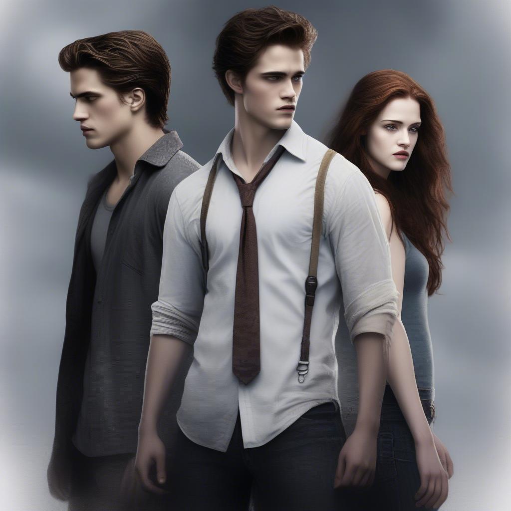 Jacob, Bella, and Edward in a tense moment, reflecting the complexities of love.