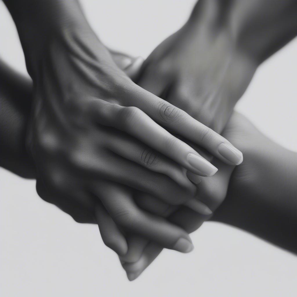 Two Hands Holding Each Other Tightly