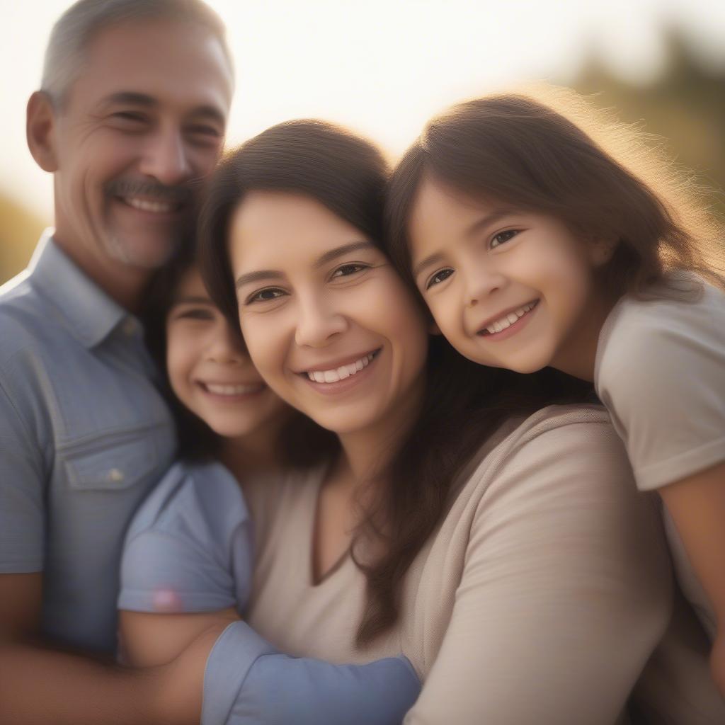 Family embracing in a warm hug, symbolizing unconditional love and support.