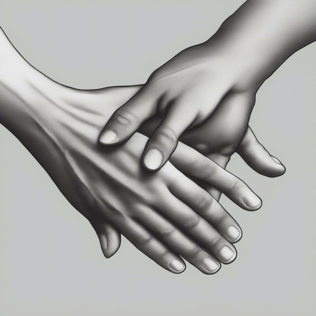 Two hands holding, symbolizing support and connection.