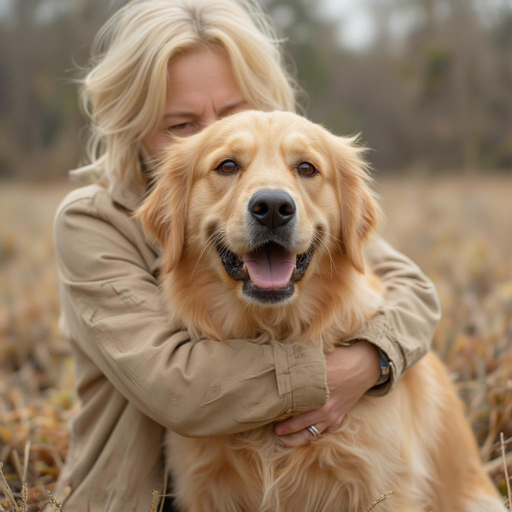 Dog hugging its owner, showcasing unconditional love