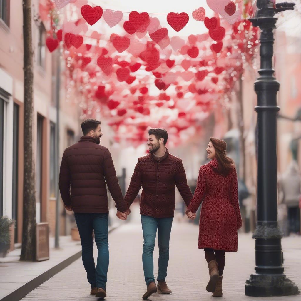 Couple holding hands on Valentine's Day