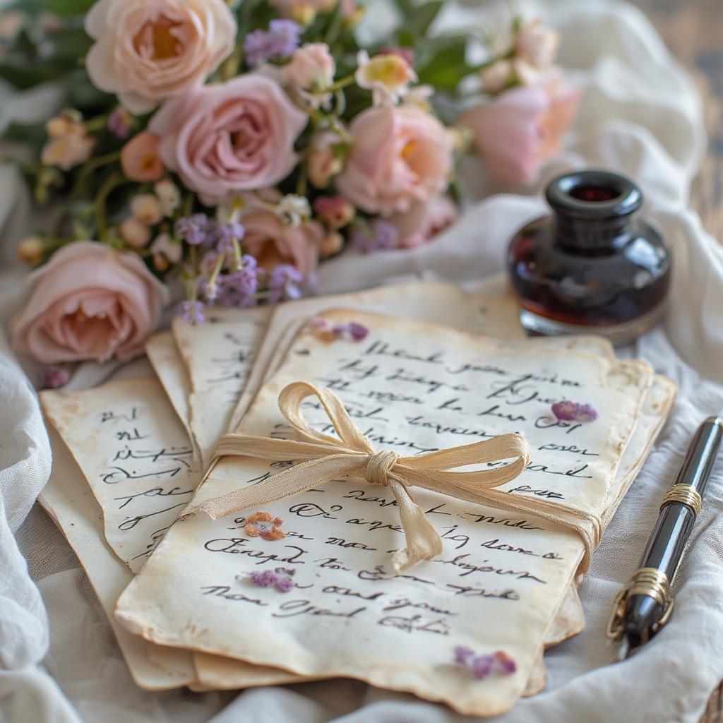 Vintage love letters and flowers