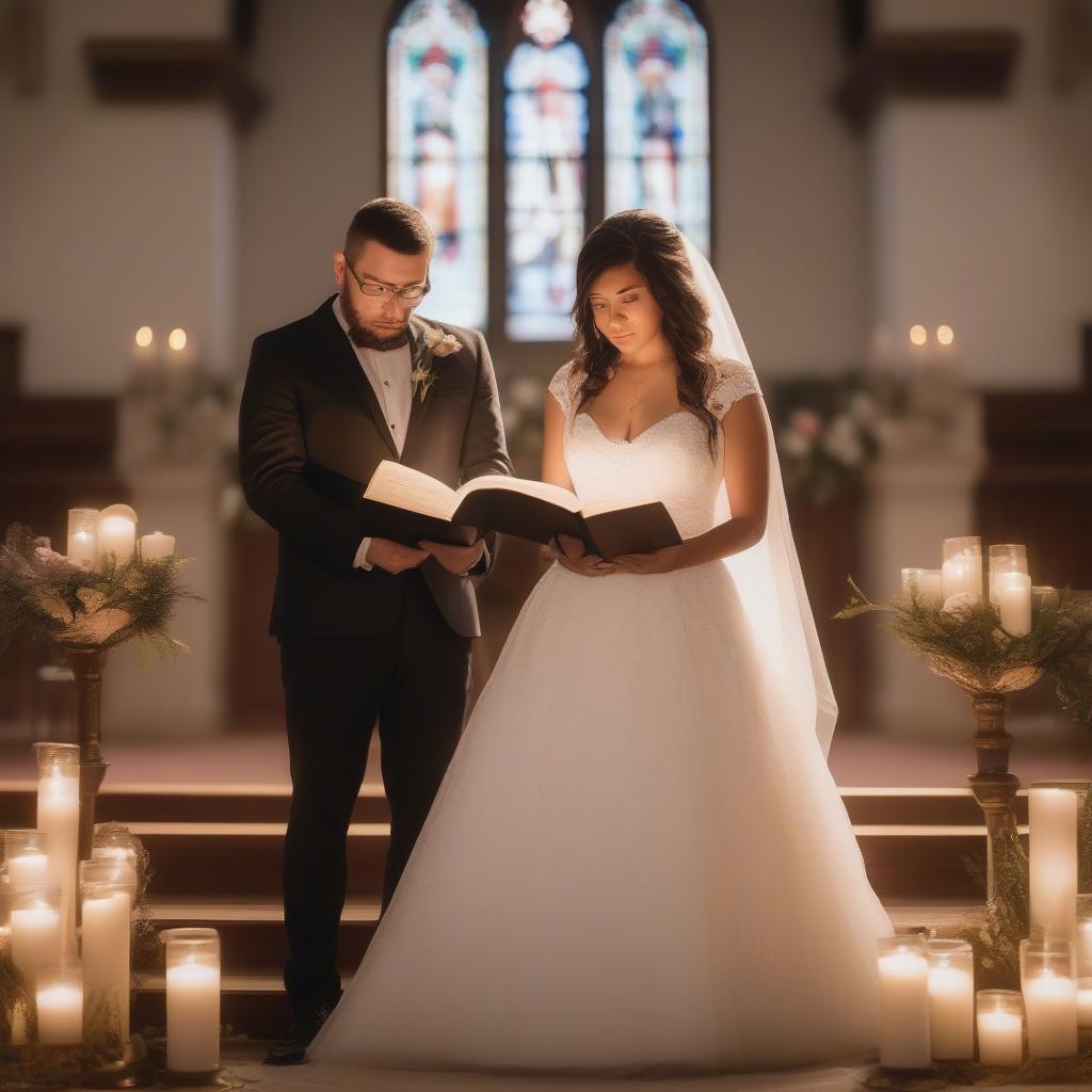 Couple Reading Bible During Wedding Ceremony