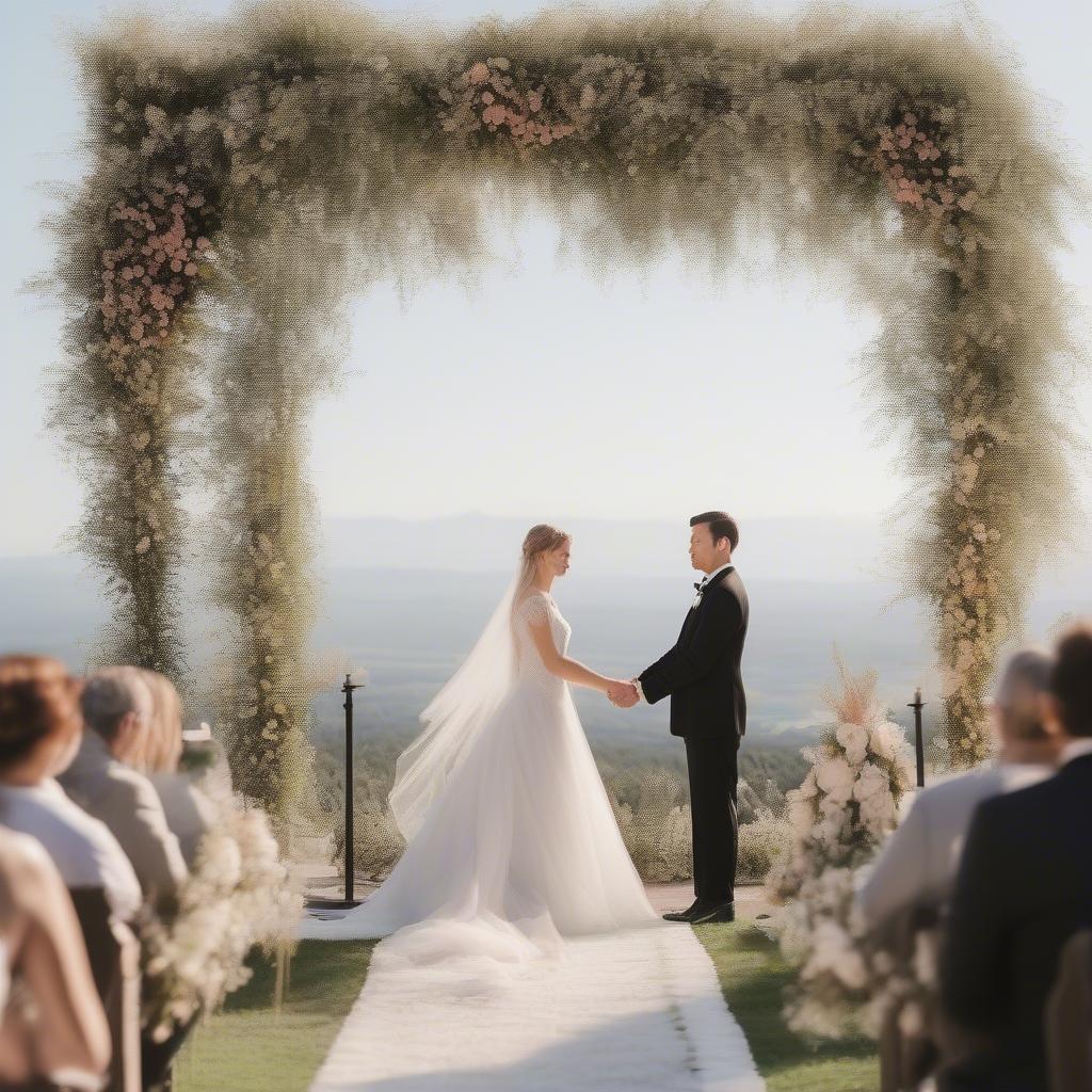 Couple exchanging vows at a beautiful wedding ceremony