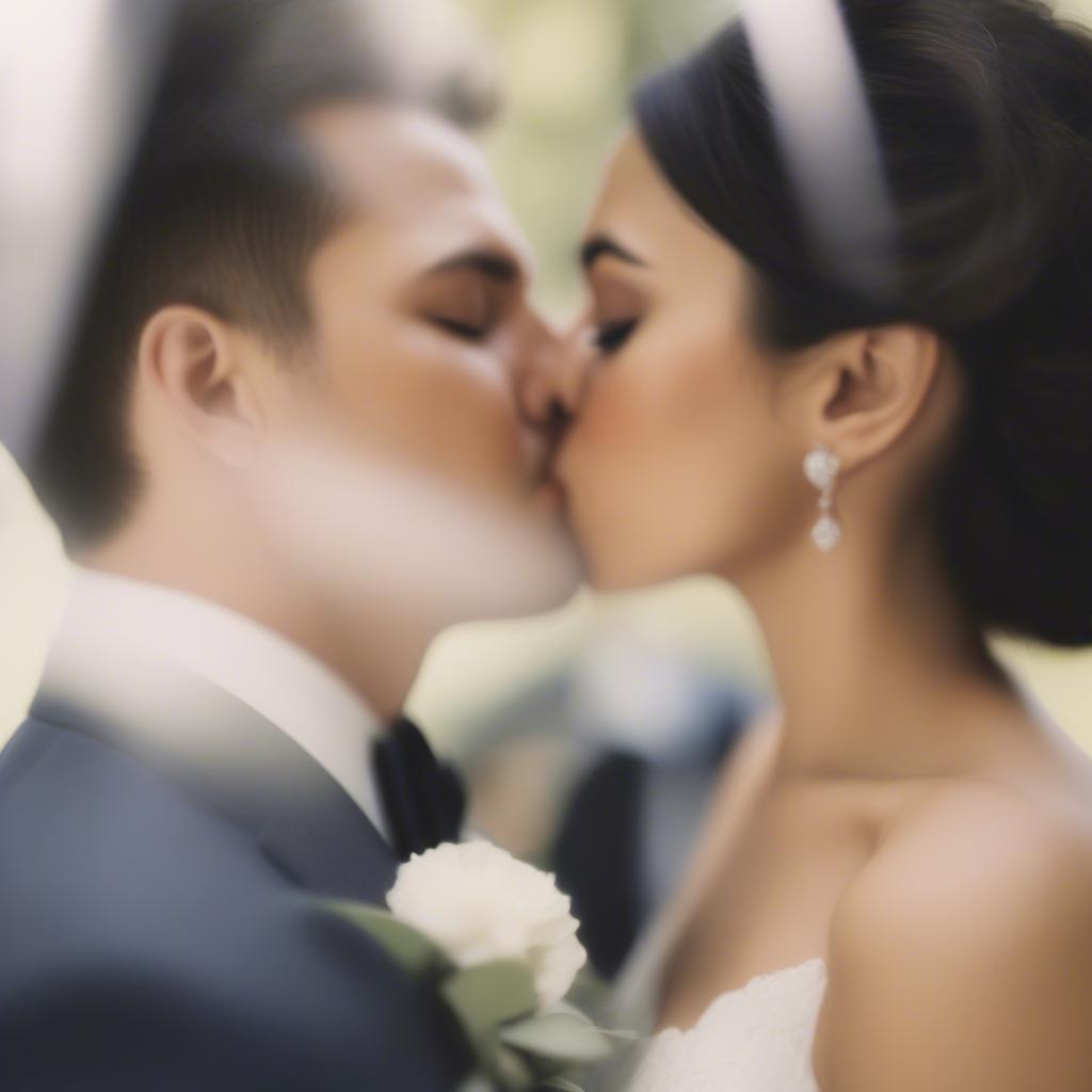 Wedding Photo of Couple Kissing