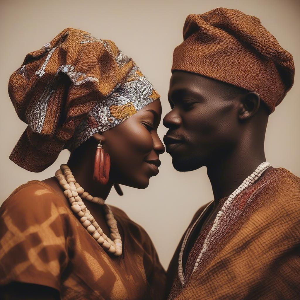 West African couple sharing a loving moment