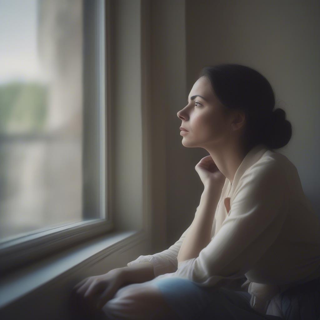 Woman Looking Thoughtful About Love and Relationship