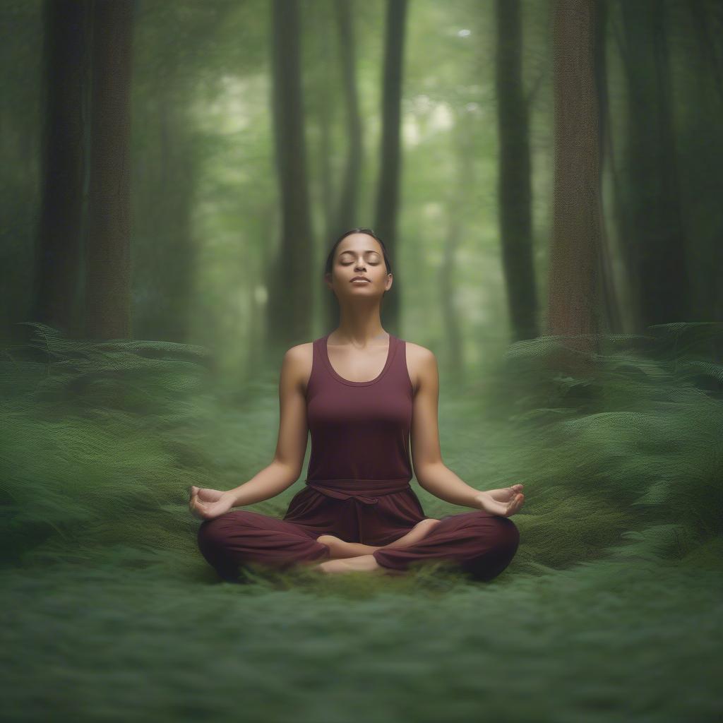 A woman meditating peacefully in nature, symbolizing self-reflection and self-love.