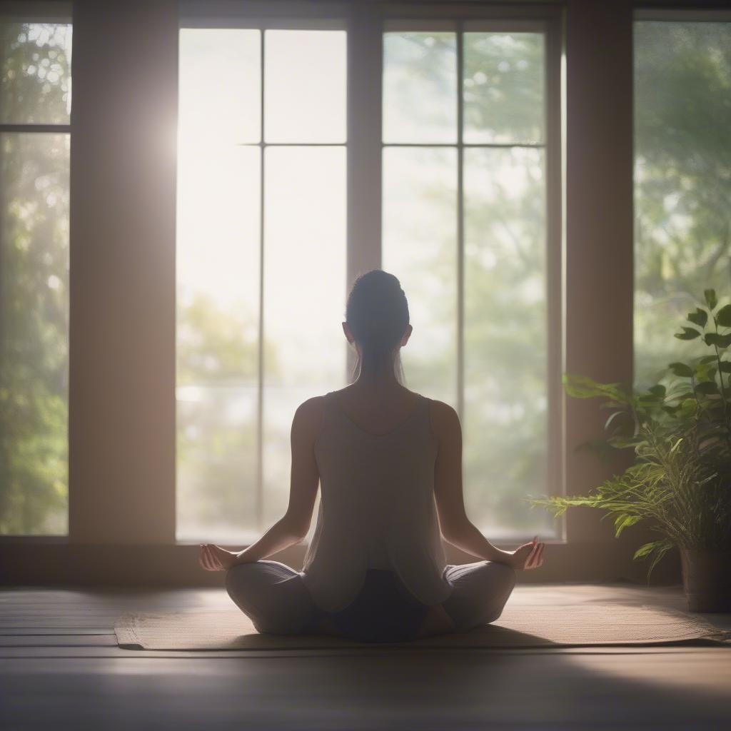 A woman practicing self-care by meditating, symbolizing the importance of self-love.