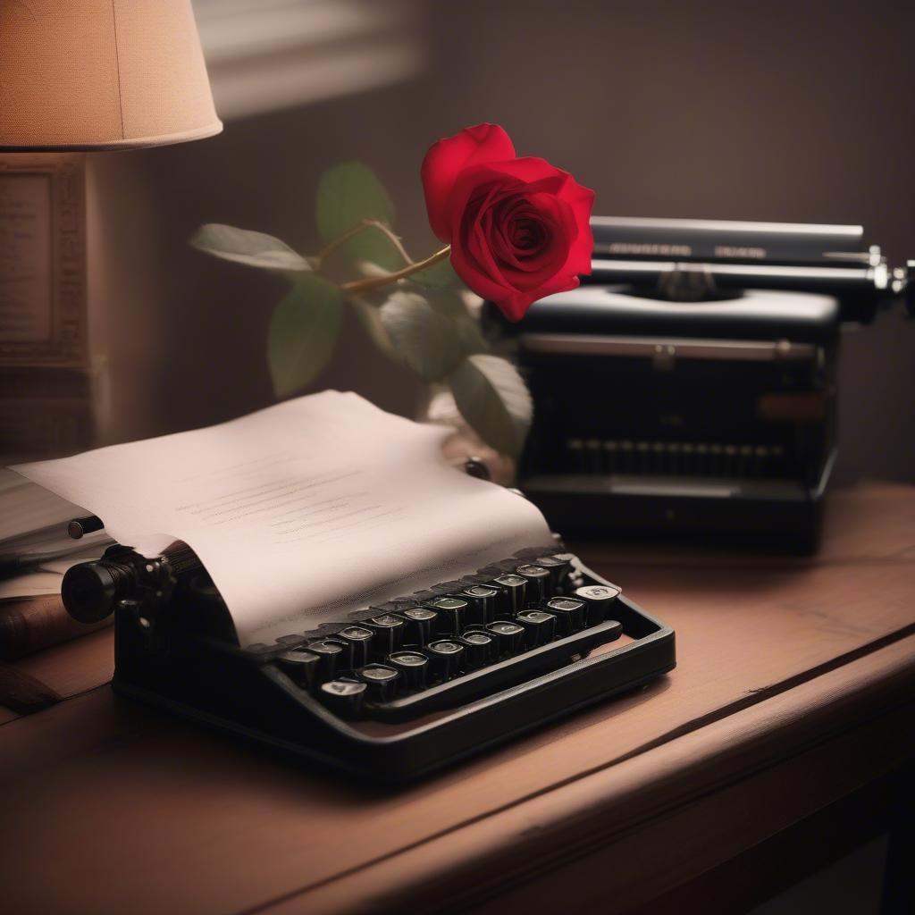 Writing a love poem on a vintage typewriter