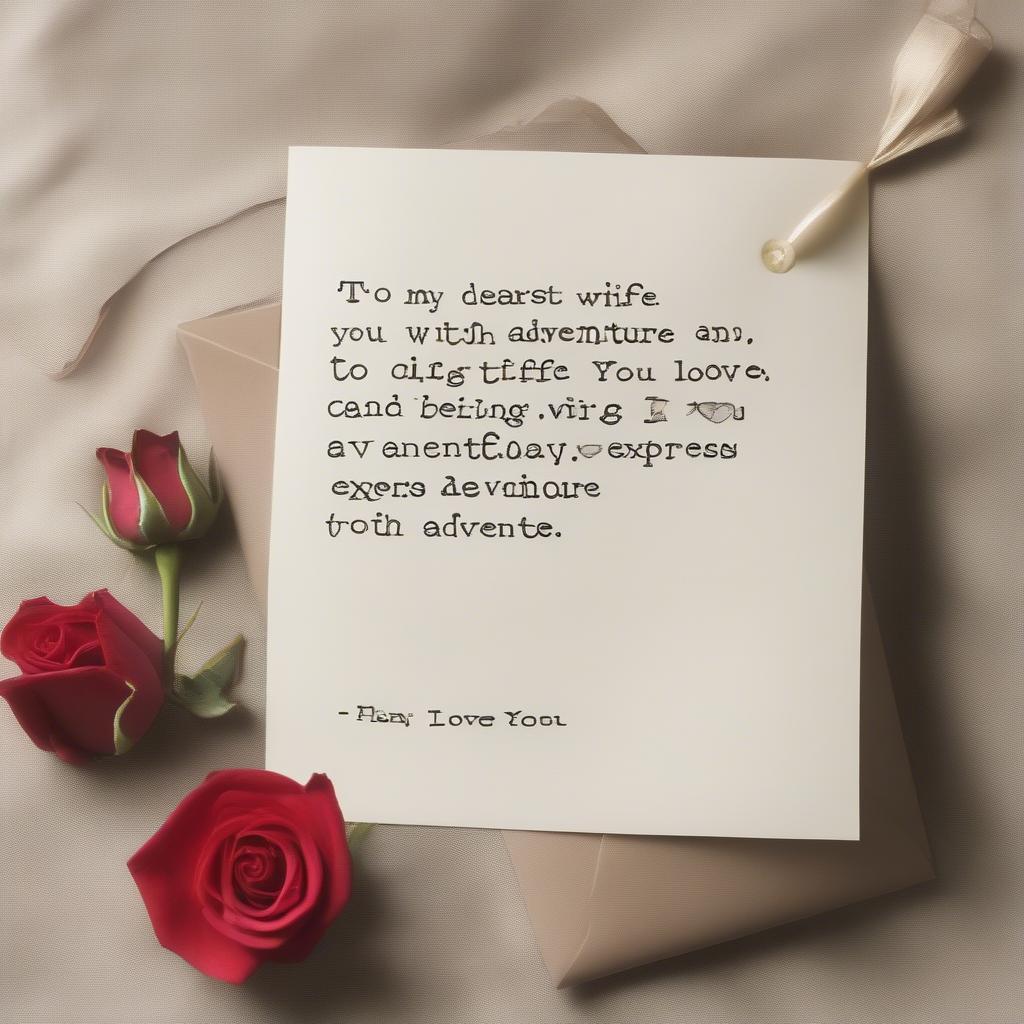 A handwritten note expressing love to a wife.