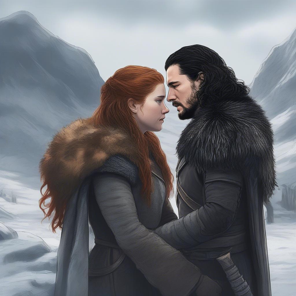 Ygritte and Jon Snow in a Tender Moment