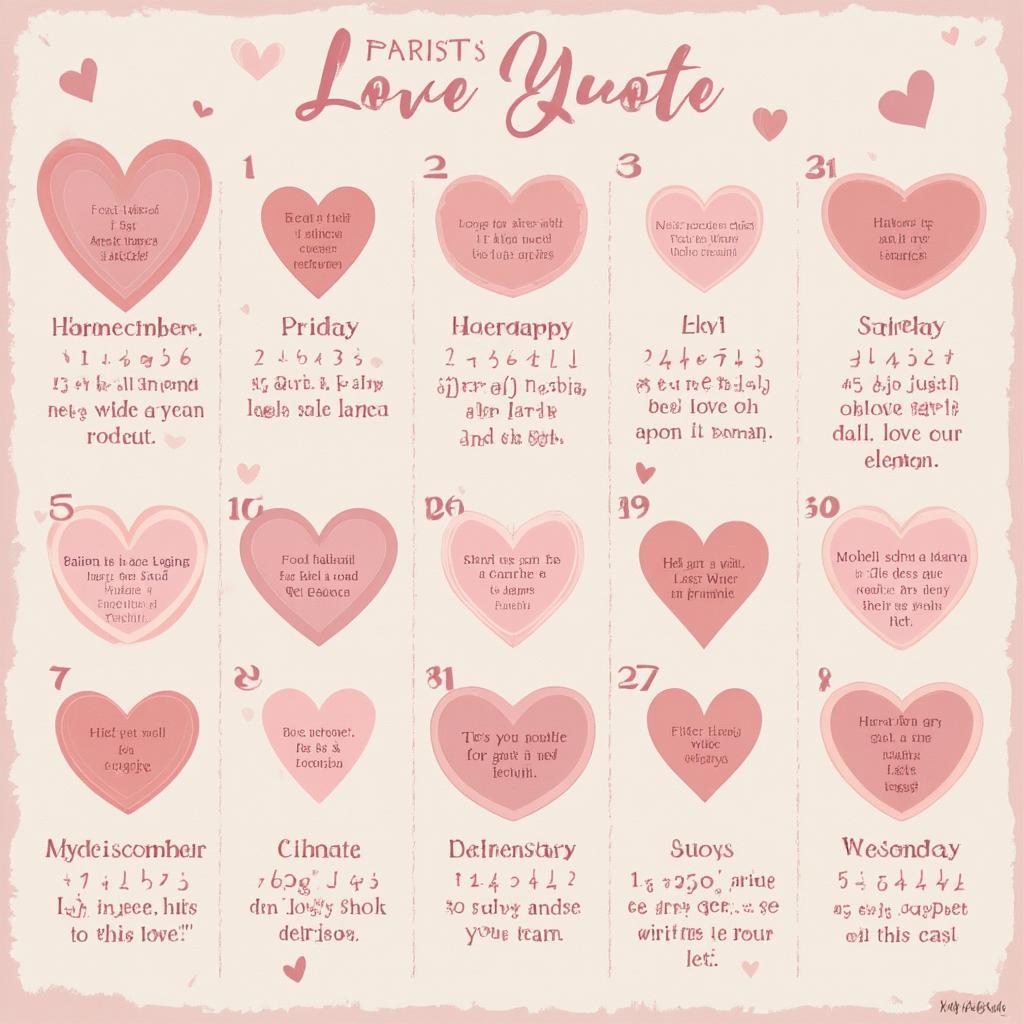 30 Days Love Quotes Calendar