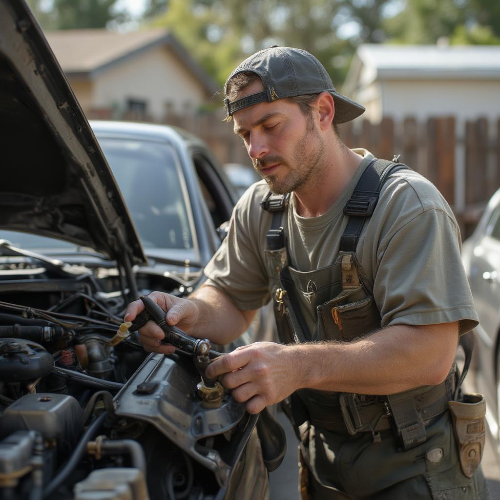 A Man Called Ove Fixing a Car