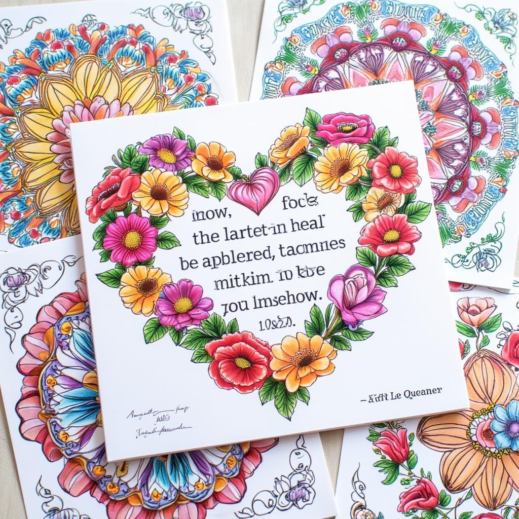 Romantic Adult Coloring Designs with Love Quotes