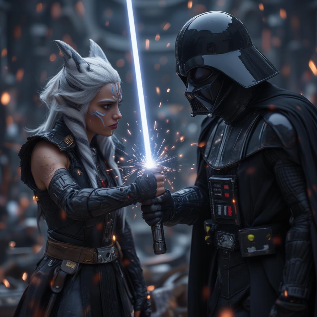 Ahsoka and Vader Duel