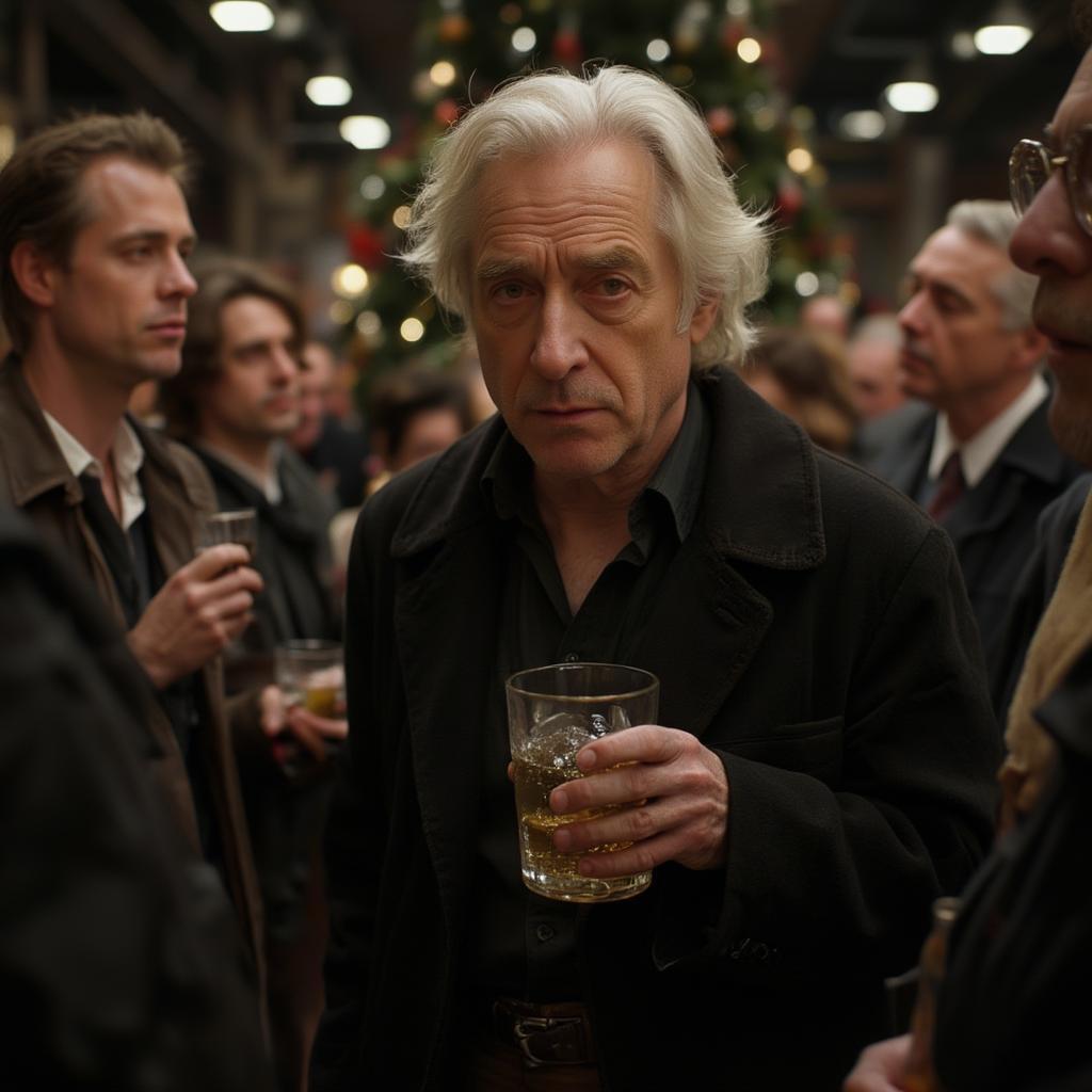 Alan Rickman at the Christmas Party in Love Actually