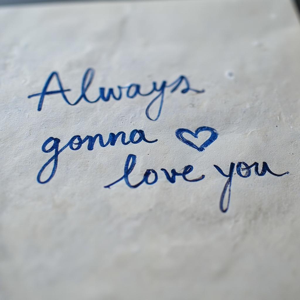 Handwritten note with the phrase "Always gonna love you"