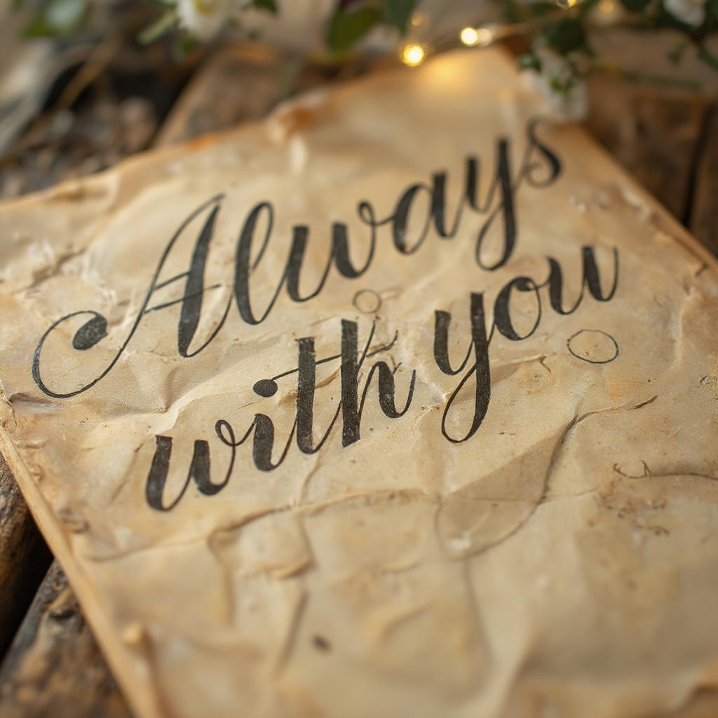 A handwritten letter with an "always with you" message.