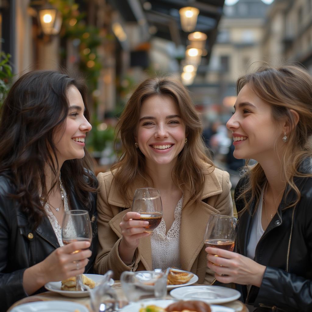 Anna with her friends at the boarding school