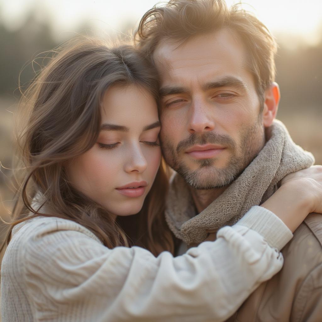 Couple embracing warmly, showing appreciation for each other