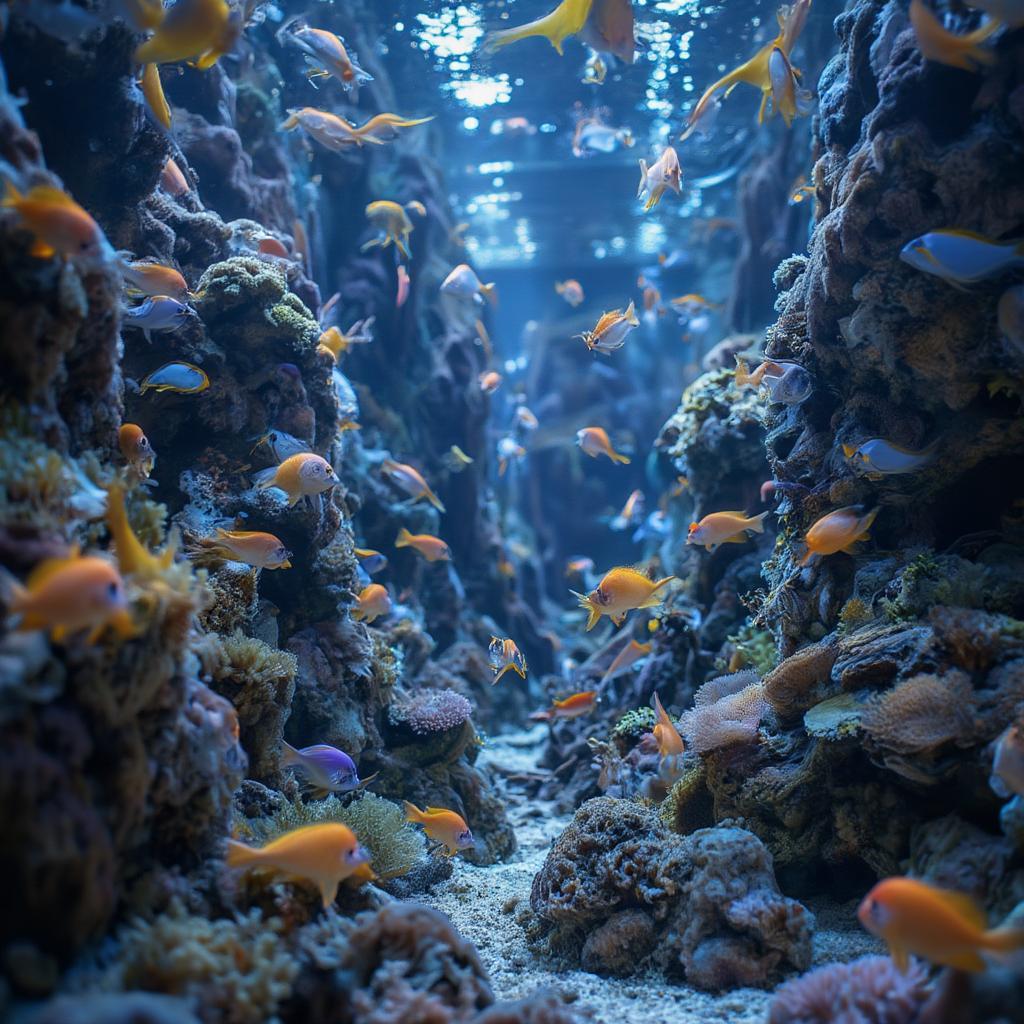 Vibrant Aquarium teeming with diverse fish species