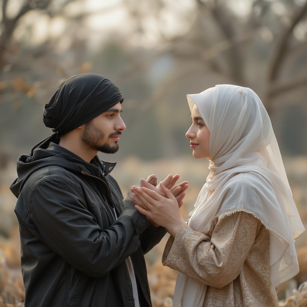 Couple Praying Together, Reflecting Quranic Love