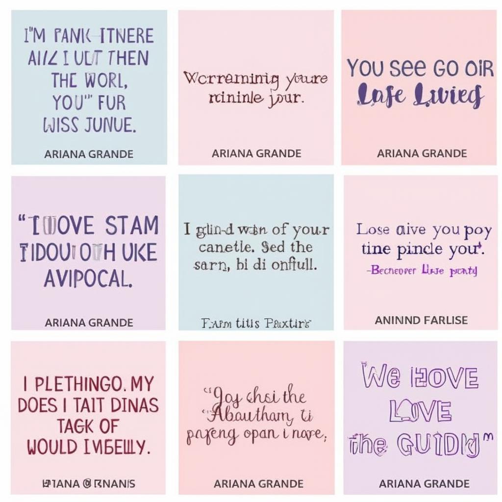 Graphics featuring popular Ariana Grande love quotes