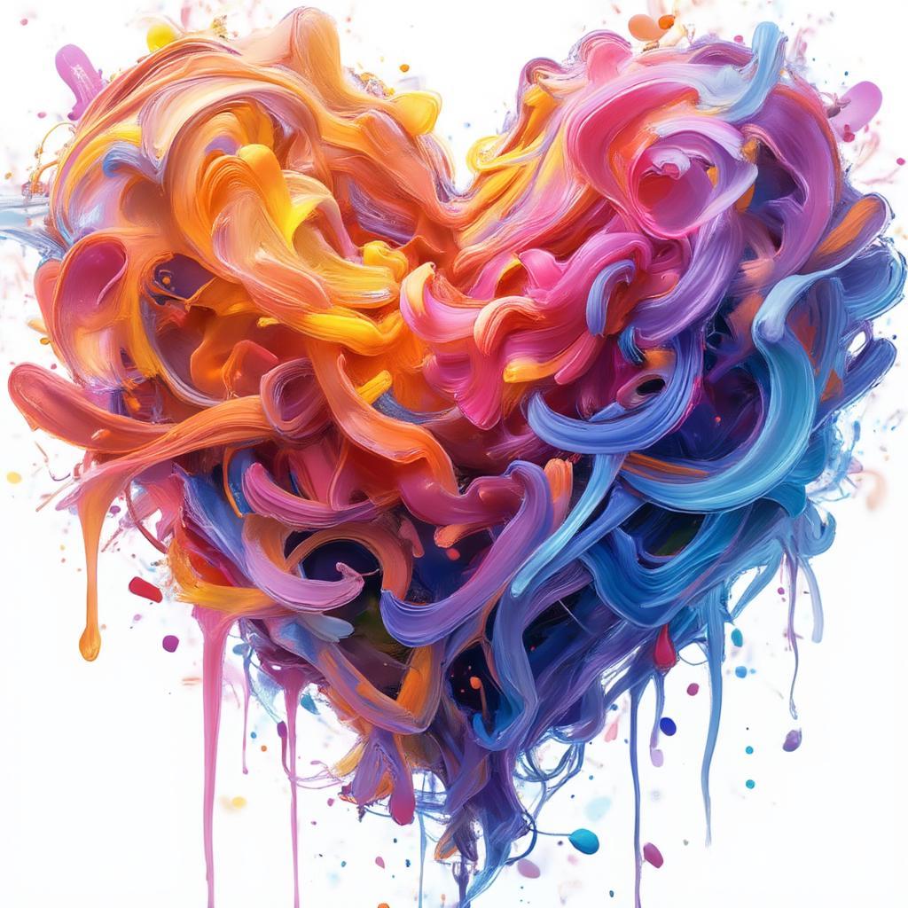 Digital art depicting a heart formed by brushstrokes of various colors, symbolizing the diverse expressions of love.