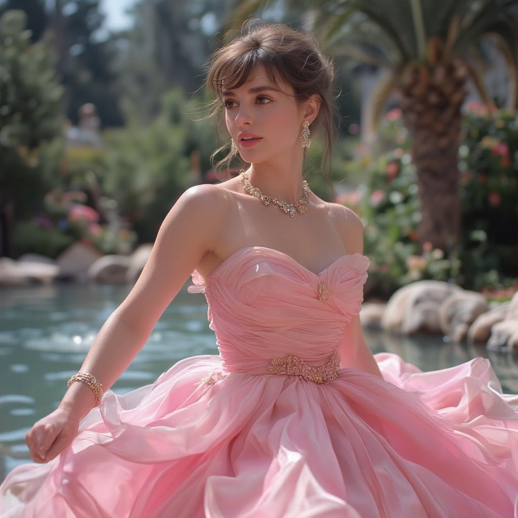 Audrey Hepburn in a Pink Dress