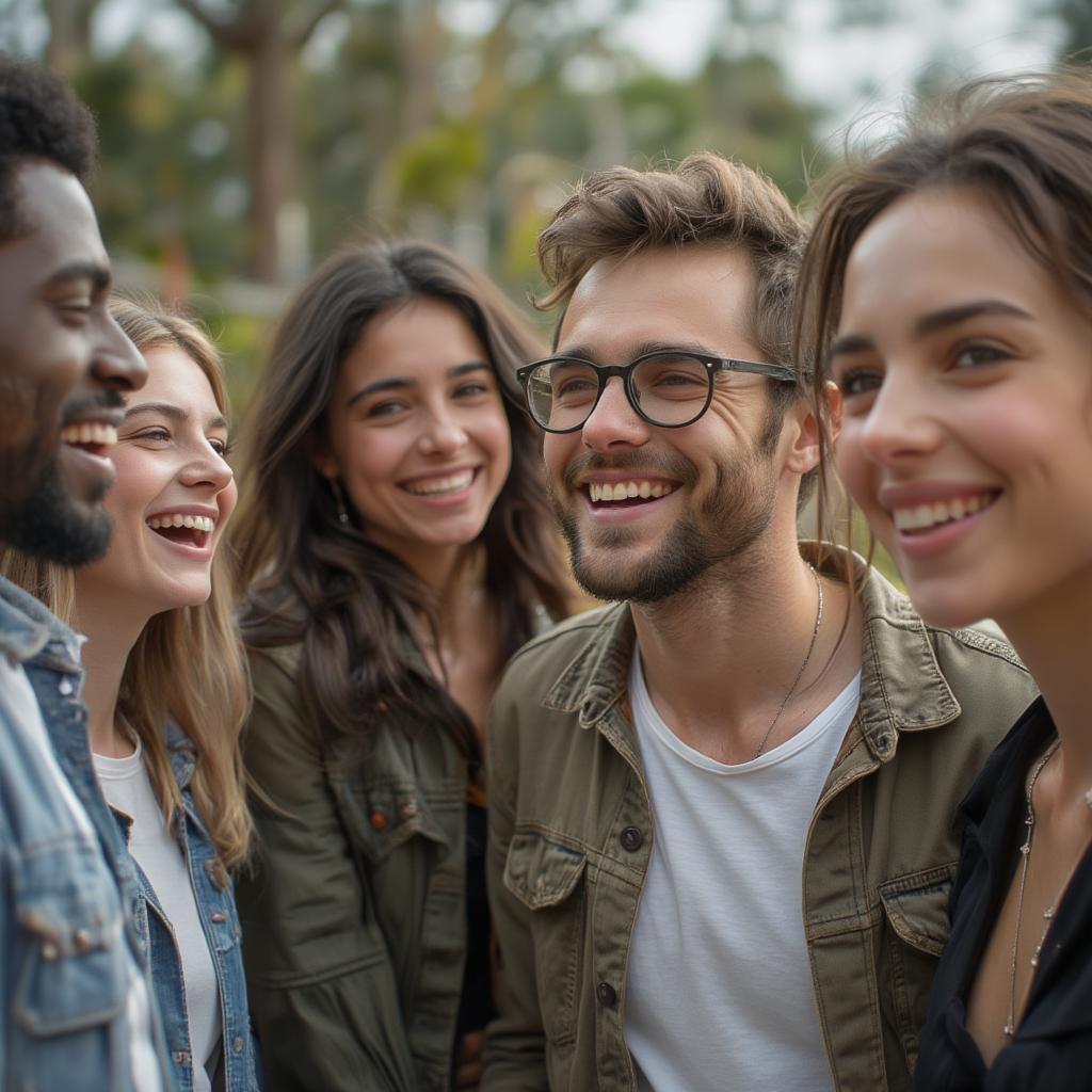 Group of friends laughing together