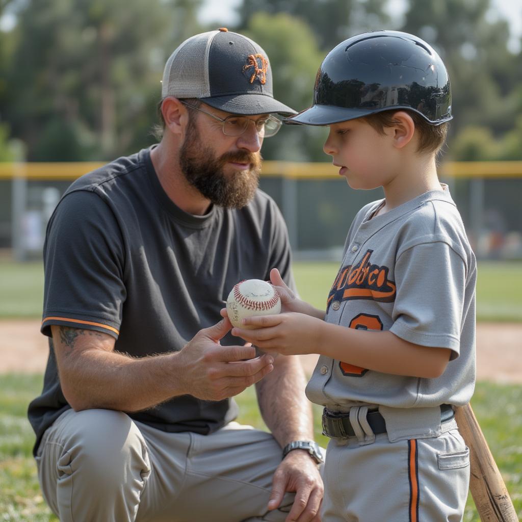 Father and son bond over baseball