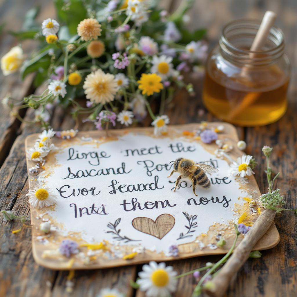 Romantic Message with Bee and Flower Quote