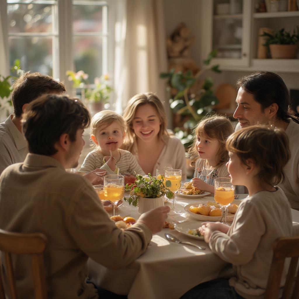 Family Gathering: A heartwarming scene depicting the joy and connection of familial love.