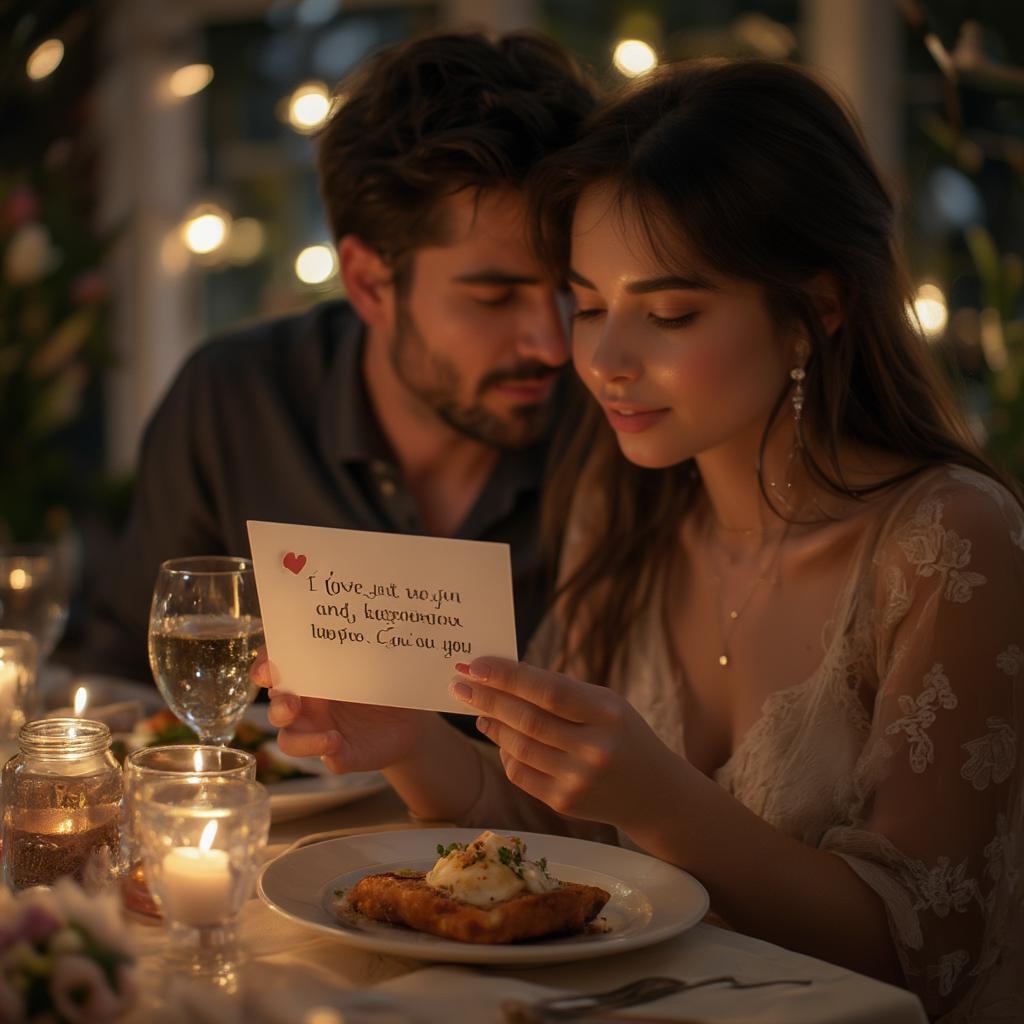 Romantic Dinner with I Love You Quote