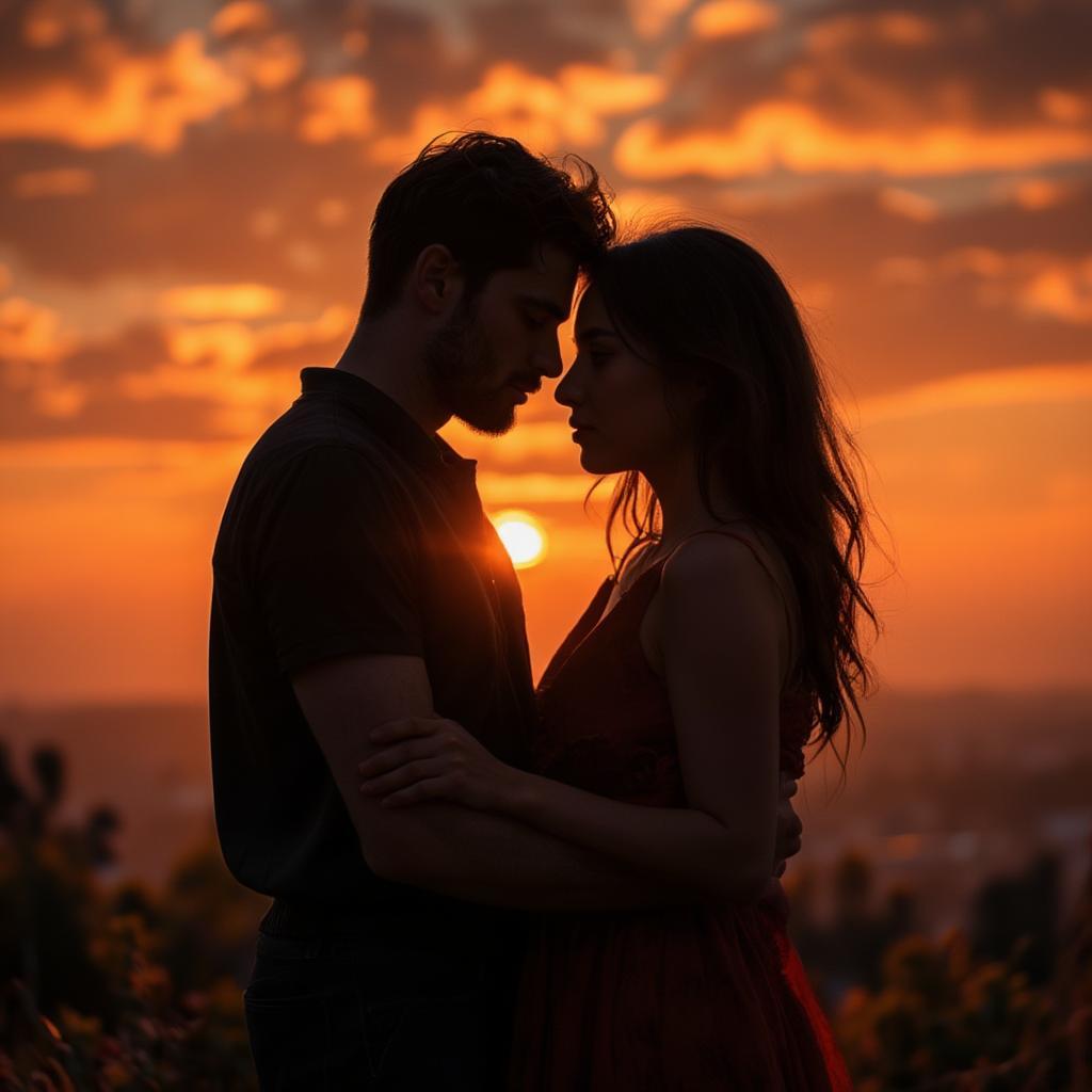 Couple Embracing at Sunset