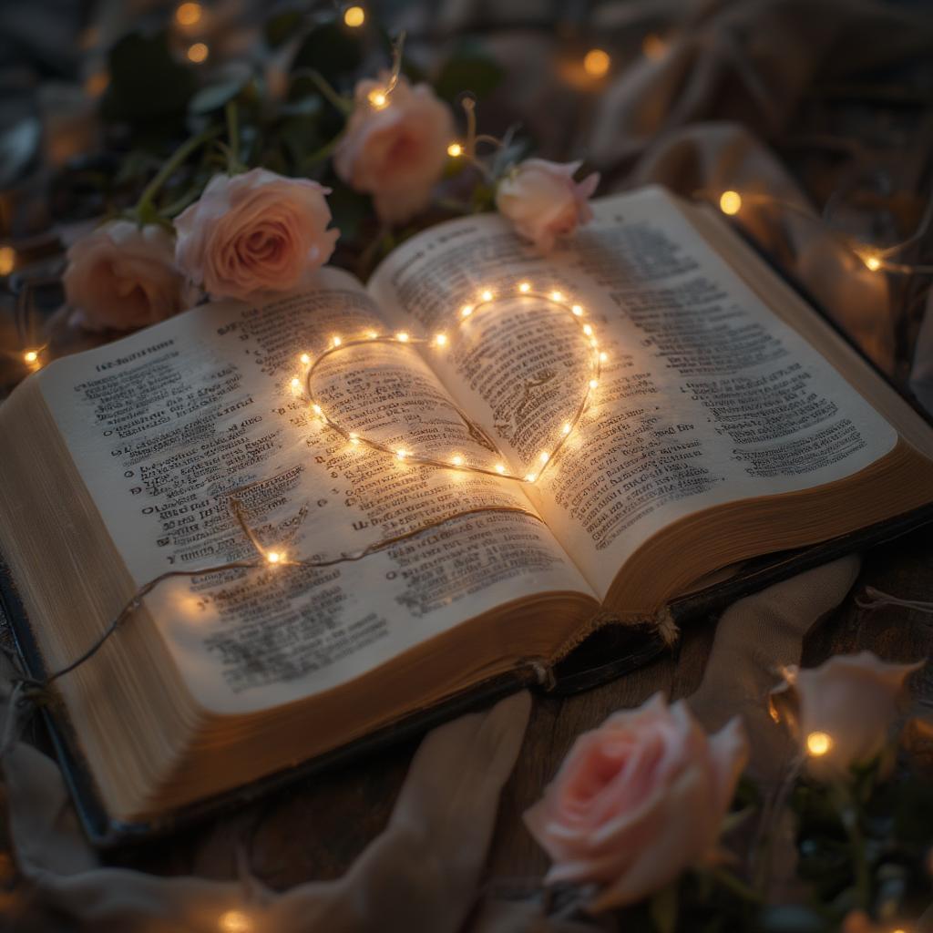 Open Bible with a Heart Representing Love