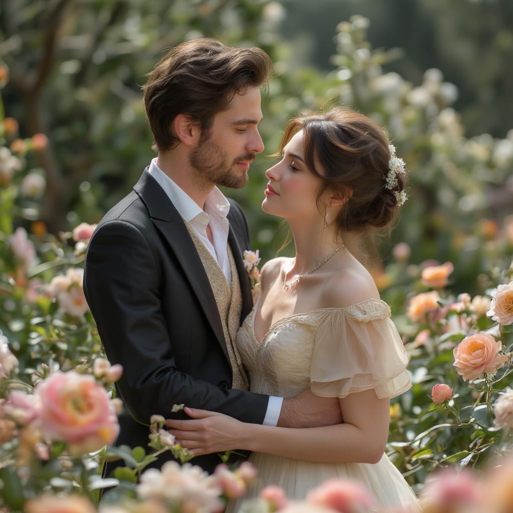 Simon and Daphne in a Romantic Garden Setting