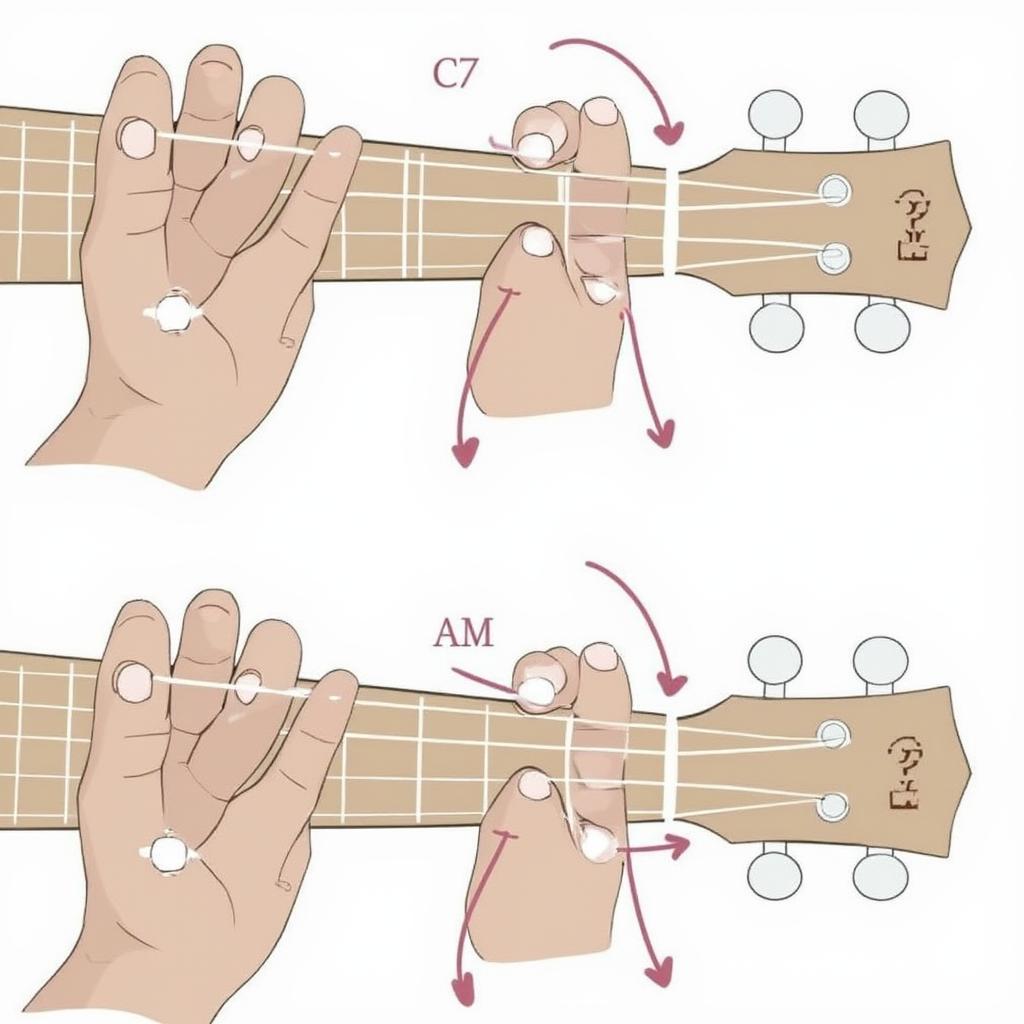 Smooth transitions between ukulele chords for the song