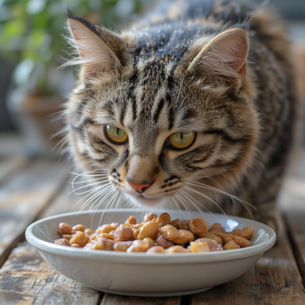 Cat Enjoying a Healthy Meal