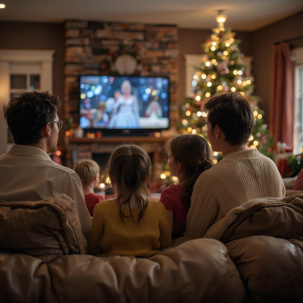 Family Gathering Watching A Christmas Movie